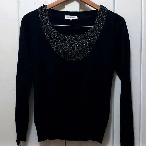 Glamorous Calvin Klein  wool-blend beaded sweater - Picture 2 of 2